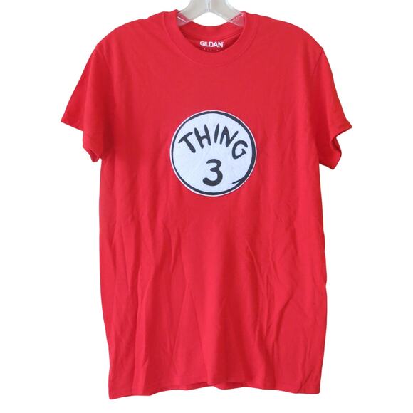 DR SEUSS T Shirt THING 3 Cat in The Hat  Size S Short Sleeve Cotton Red Casual - Picture 1 of 3